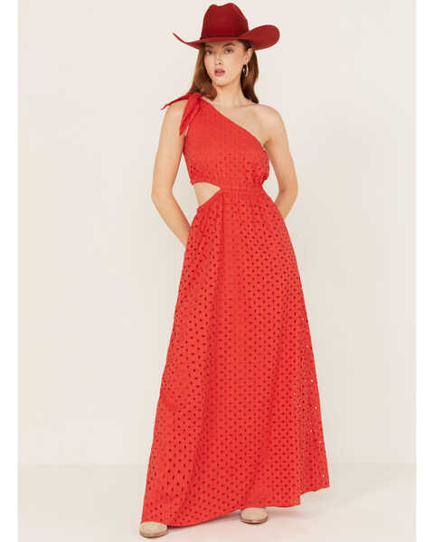 Image #1 - Show Me Your Mumu Women's Take Me Out Sleeveless Maxi Dress, Red, hi-res