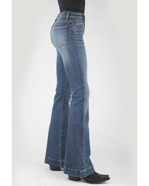 Image #2 - Stetson Women's 921 Light Wash High Rise Plain Pocket  Flare Jean, Blue, hi-res