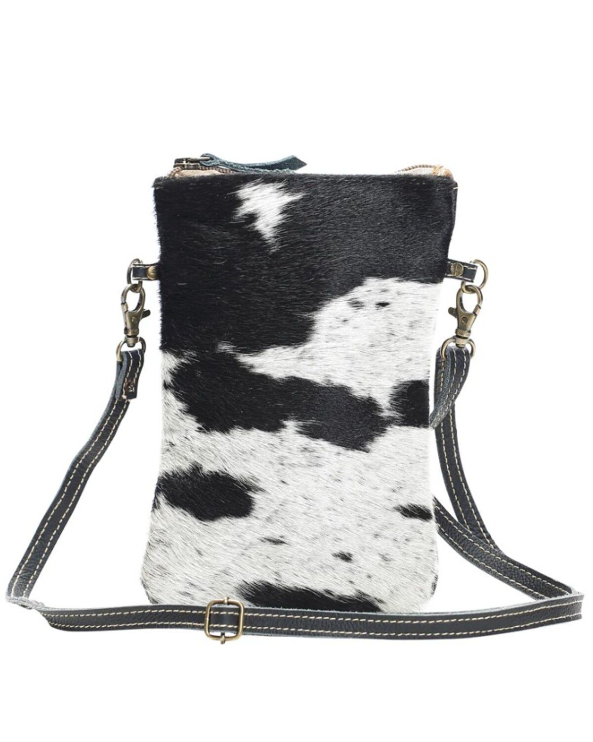 Image #2 - Myra Bag Women's Cowhide Crossbody Bag, Black/white, hi-res