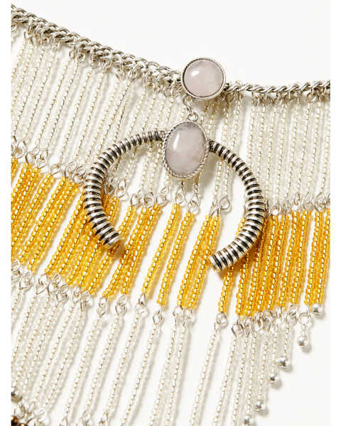 Image #2 - Shyanne Women's Moonbeam Beaded Fringe Crescent Necklace, Silver, hi-res