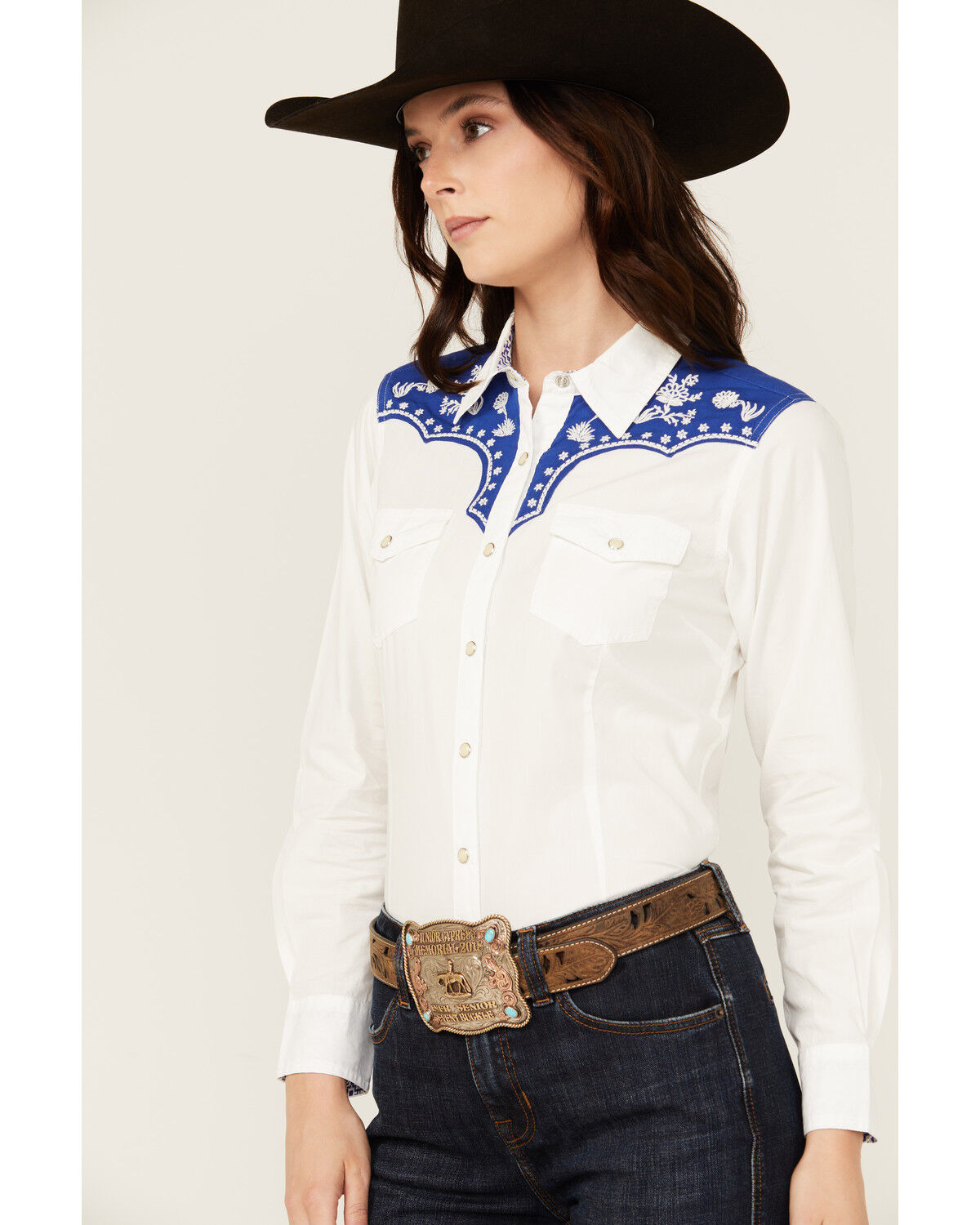 Image #2 - Ariat X Sendero Women's Senorita Long Sleeve Pearl Snap Western Shirt, White, hi-res