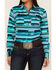 Image #3 - RANK 45® Women's Geo Stripe Print Long Sleeve Stretch Western Riding Shirt, Turquoise, hi-res