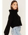 Image #2 - Revel Women's Cowl Neck Surplice Cropped Sweater, Black, hi-res