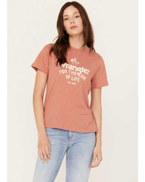 Image #1 - Wrangler Women's For the Ride Short Sleeve Graphic Tee, Rust Copper, hi-res