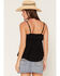 Image #4 - Angie Women's Sleeveless Lace Trim Tiered Cami, Black, hi-res