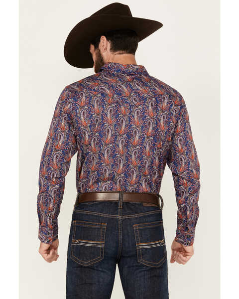 Image #4 - Cody James Men's Jefferson Paisley Print Long Sleeve Snap Western Shirt, Navy, hi-res