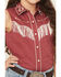 Image #3 - Rock & Roll Denim Girls' Embroidered Retro Sleeveless Snap Western Shirt, Wine, hi-res