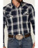 Image #3 - Cody James Men's Transfer Large Plaid Long Sleeve Snap Western Shirt , Navy, hi-res