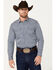 Image #1 - Cody James Men's Reride Geo Print Long Sleeve Snap Western Shirt, Navy, hi-res