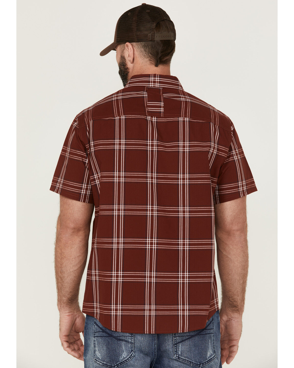 Image #4 - Brothers and Sons Men's Large Plaid Short Sleeve Button-Down Western Performance Shirt, Red, hi-res
