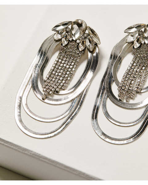 Wonderwest Women's Silver Jeweled Loop Earrings, Silver, hi-res