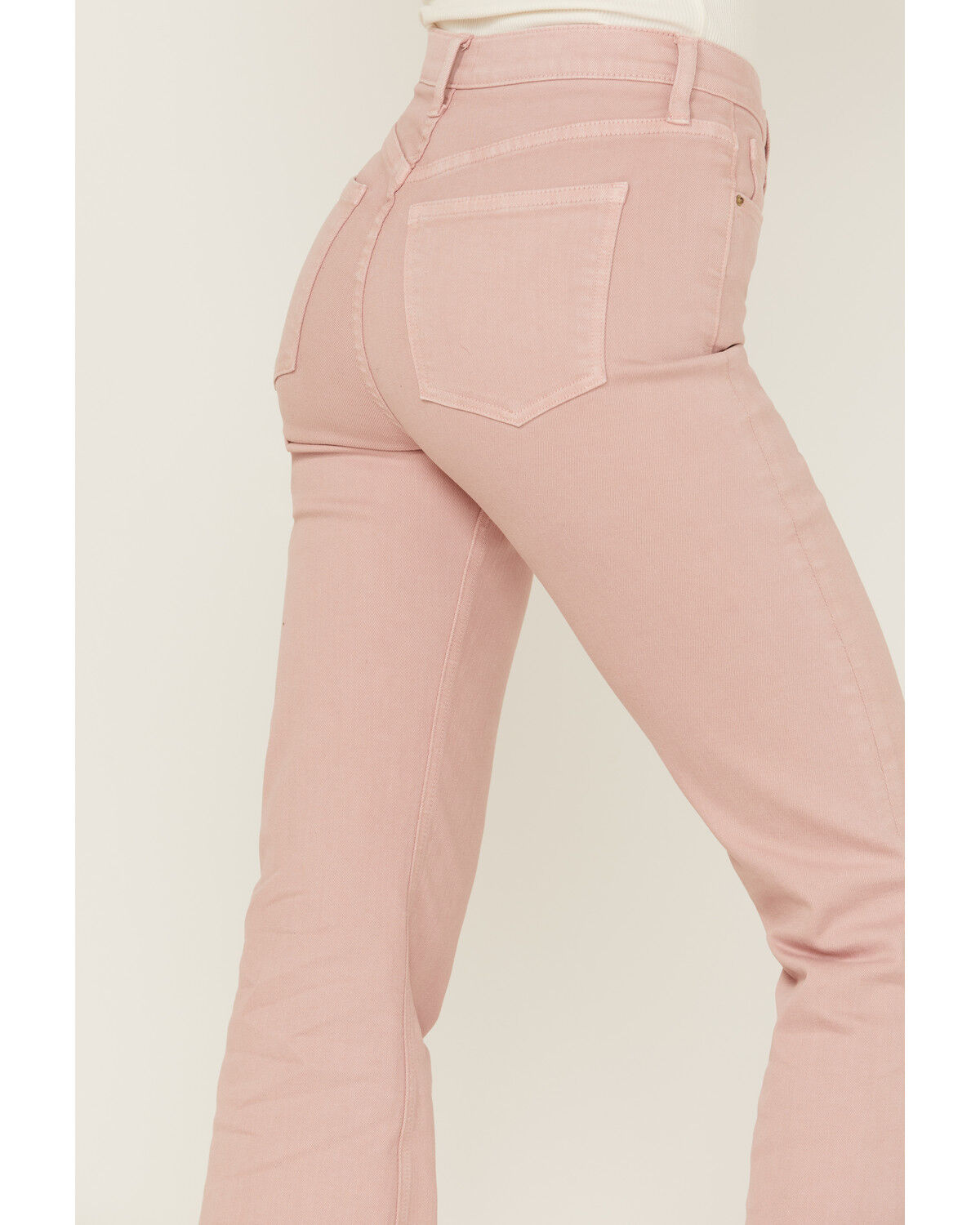 Image #4 - Sneak Peek Women's High Rise Raw Hem Crop Jeans, Pink, hi-res