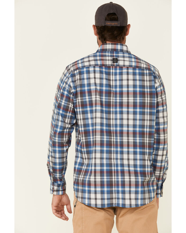 ATG™ by Wrangler All Terrain Men's Grey Plaid Pocket Utility Long Sleeve Western Flannel Shirt , Grey, hi-res