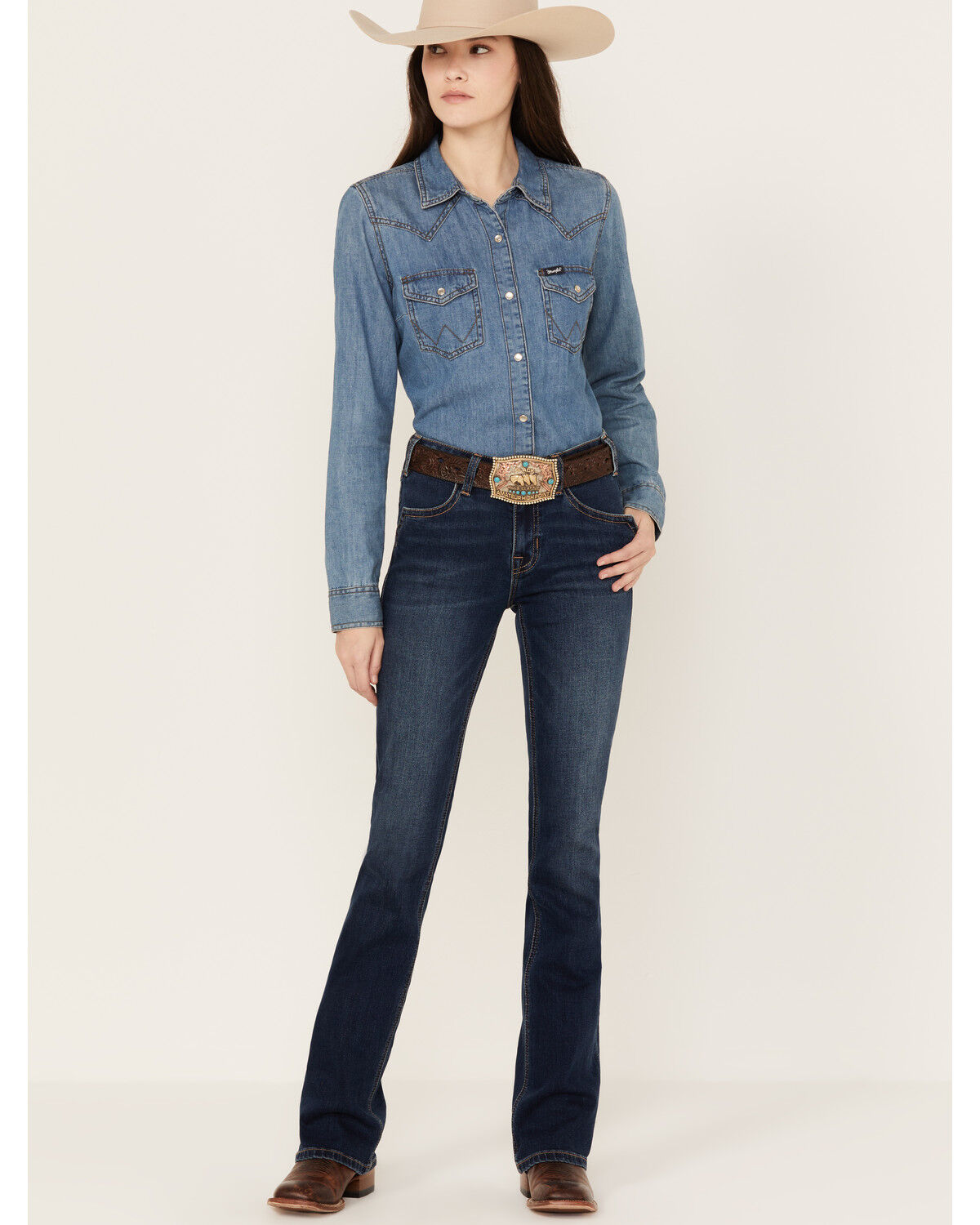 Image #1 - Rock & Roll Denim Women's Dark Wash Mid Rise Bootcut Jeans, Dark Wash, hi-res