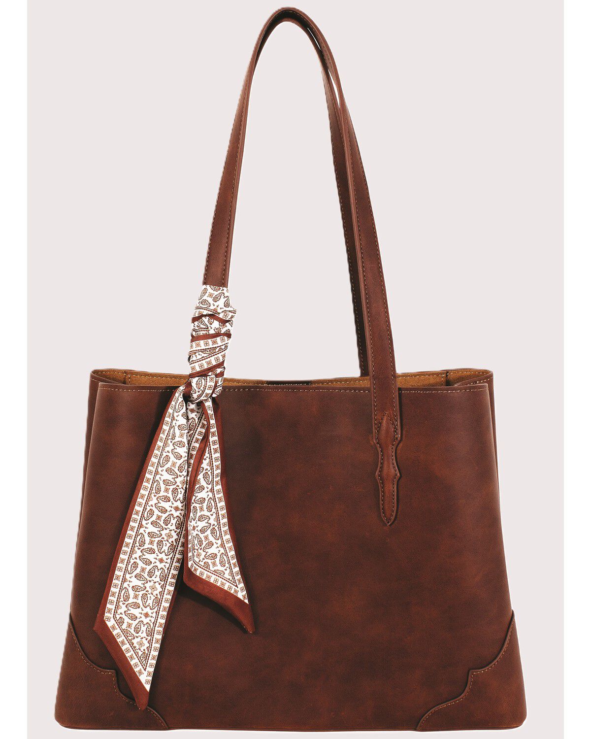 Image #1 - Justin Women's Signature Tote with Paisley Print Scarf, Brown, hi-res