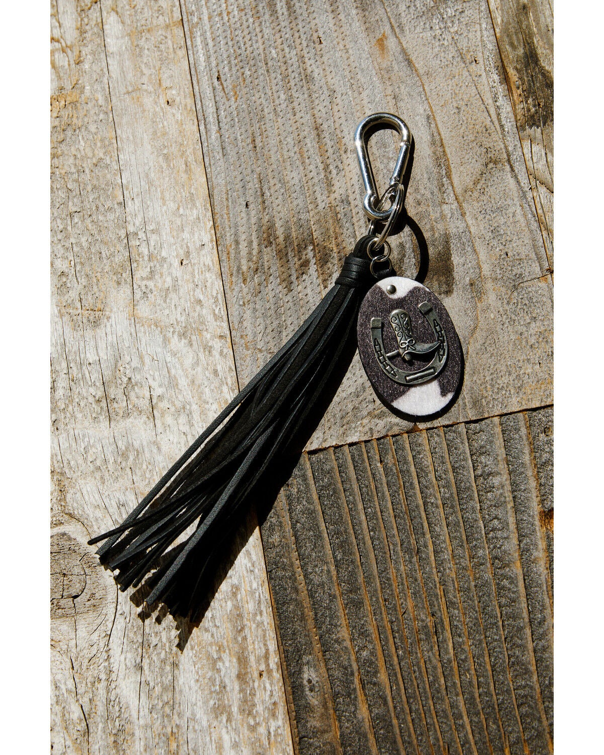 Image #2 - Shyanne Cow Print Horseshoe Bag Charm, Black, hi-res