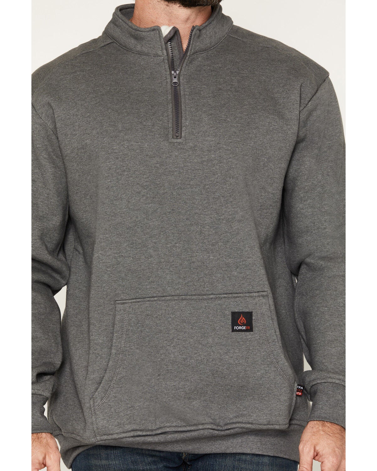 Image #3 - Forge Workwear Men's FR Solid 1/4 Zip Work Pullover, Charcoal, hi-res