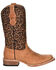Image #2 - Circle G Girls' Leopard Print Western Boots - Square Toe, Honey, hi-res