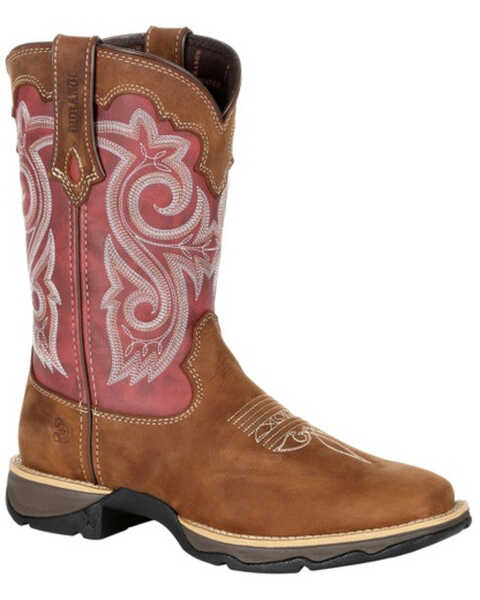 Image #1 - Durango Women's Red Western Boots - Square Toe, Brown, hi-res