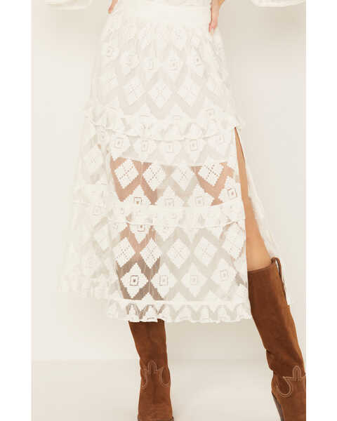 Image #4 - Shyanne Women's Diamond Embroidered Mesh Skirt, White, hi-res