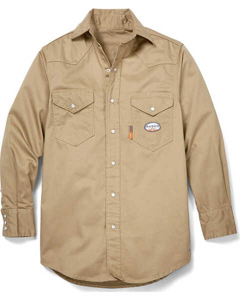 Image #1 - Rasco Men's FR Lightweight Twill Work Shirt - Big, Beige/khaki, hi-res