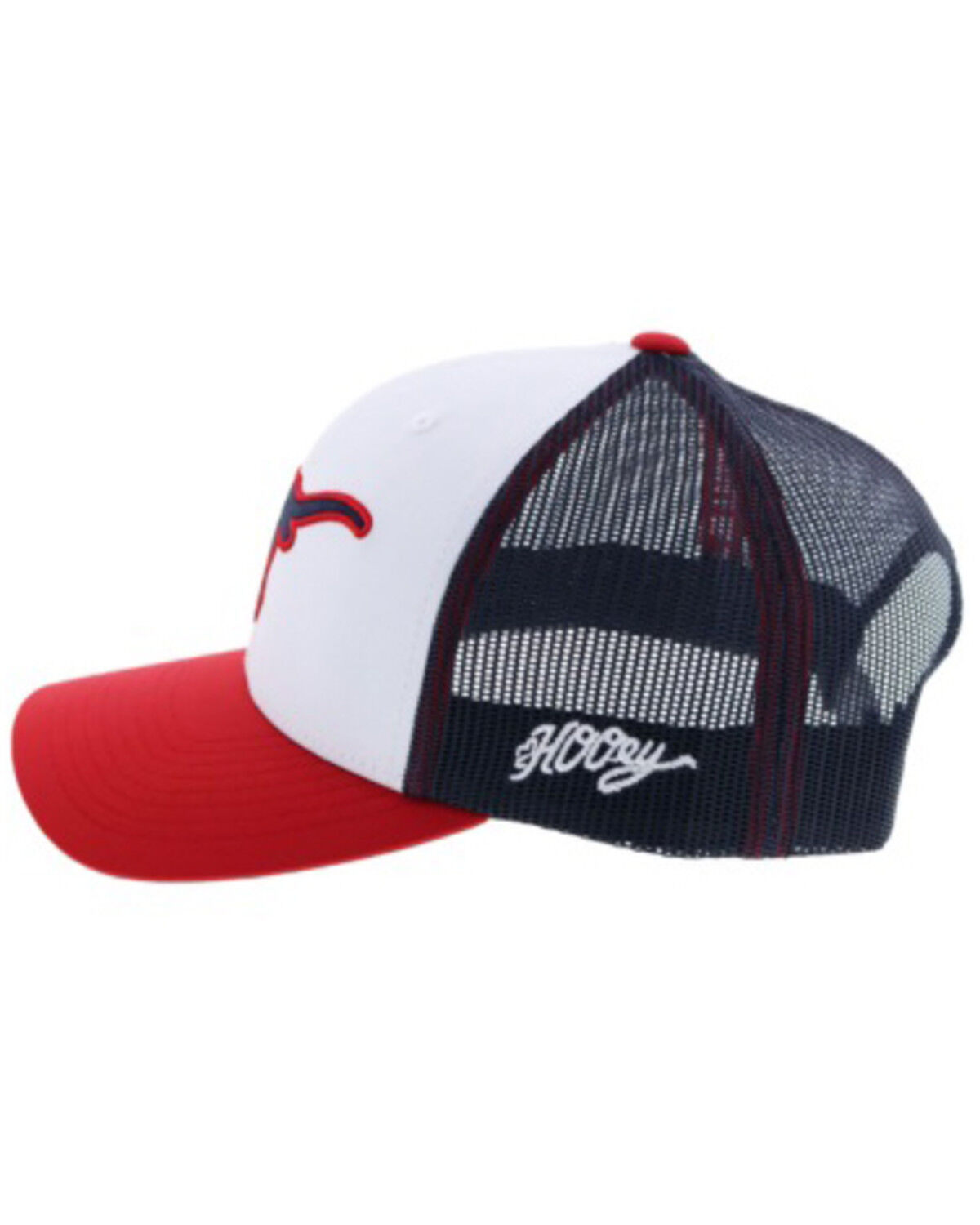 Image #3 - Hooey Men's UT Longhorn Logo Mesh Cap, Red/white/blue, hi-res