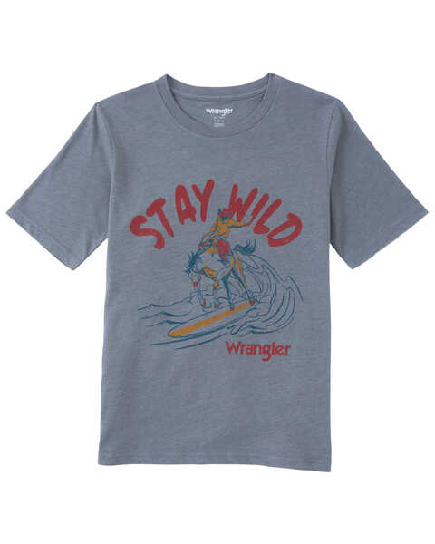 Image #1 - Wrangler Boys' Stay Wild Short Sleeve Graphic T-Shirt , Grey, hi-res