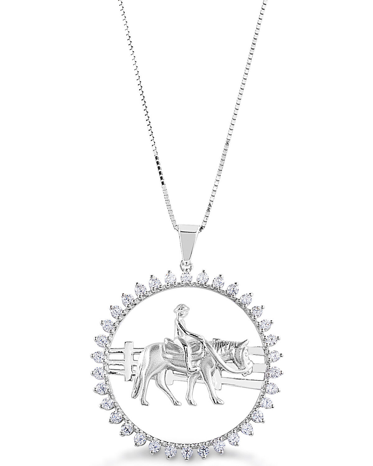 Image #1 - Kelly Herd Women's Stone Circle Ranch Horse Pendant Necklace, Silver, hi-res