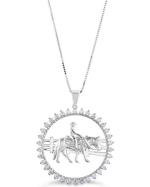  Kelly Herd Women's Stone Circle Ranch Horse Pendant Necklace , Silver, hi-res