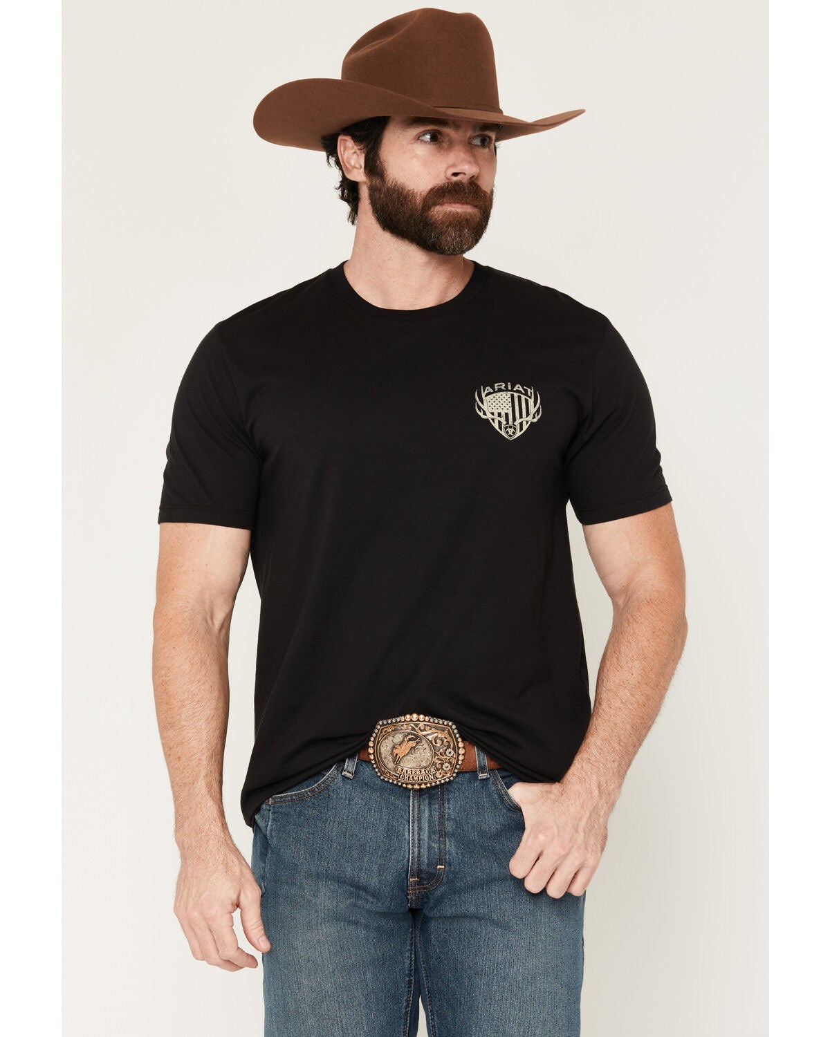Image #2 - Ariat Men's Euromount Patriot Short Sleeve Graphic T-Shirt, Black, hi-res