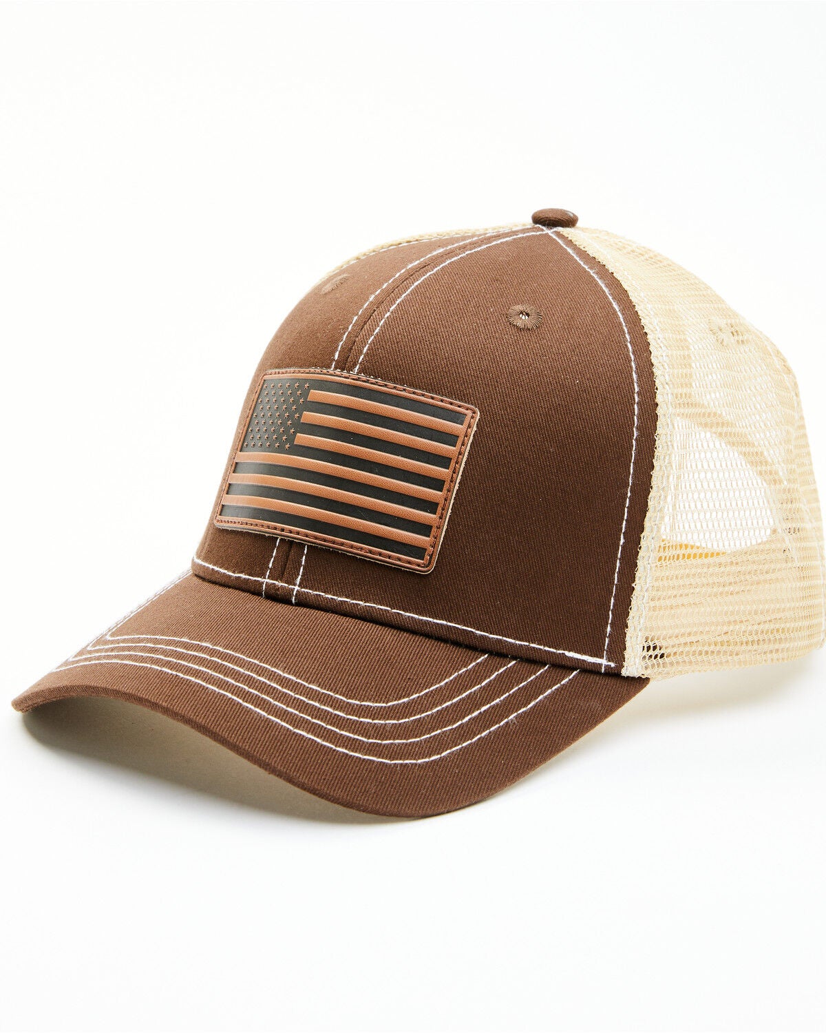 Image #1 - Cody James Men's American Flag Patch Ball Cap, Brown, hi-res