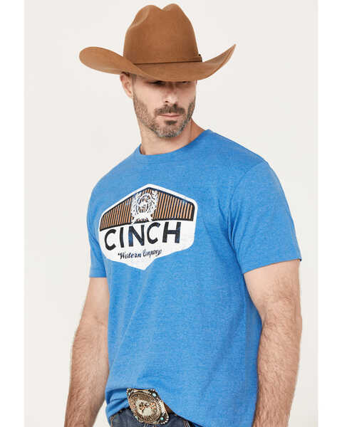 Image #2 - Cinch Men's Logo Short Sleeve Graphic  T-Shirt, Heather Blue, hi-res