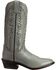 Image #2 - Old West Men's Smooth Leather Western Boots - Round Toe, Grey, hi-res
