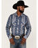 Image #1 - Rock & Roll Denim Men's Vertical Southwestern Stripe Long Sleeve Snap Western Shirt, Blue, hi-res