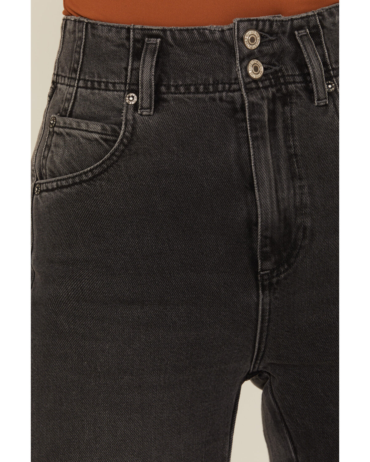 Image #2 - Free People Women's Aster High Rise Straight Denim Jeans, Black, hi-res