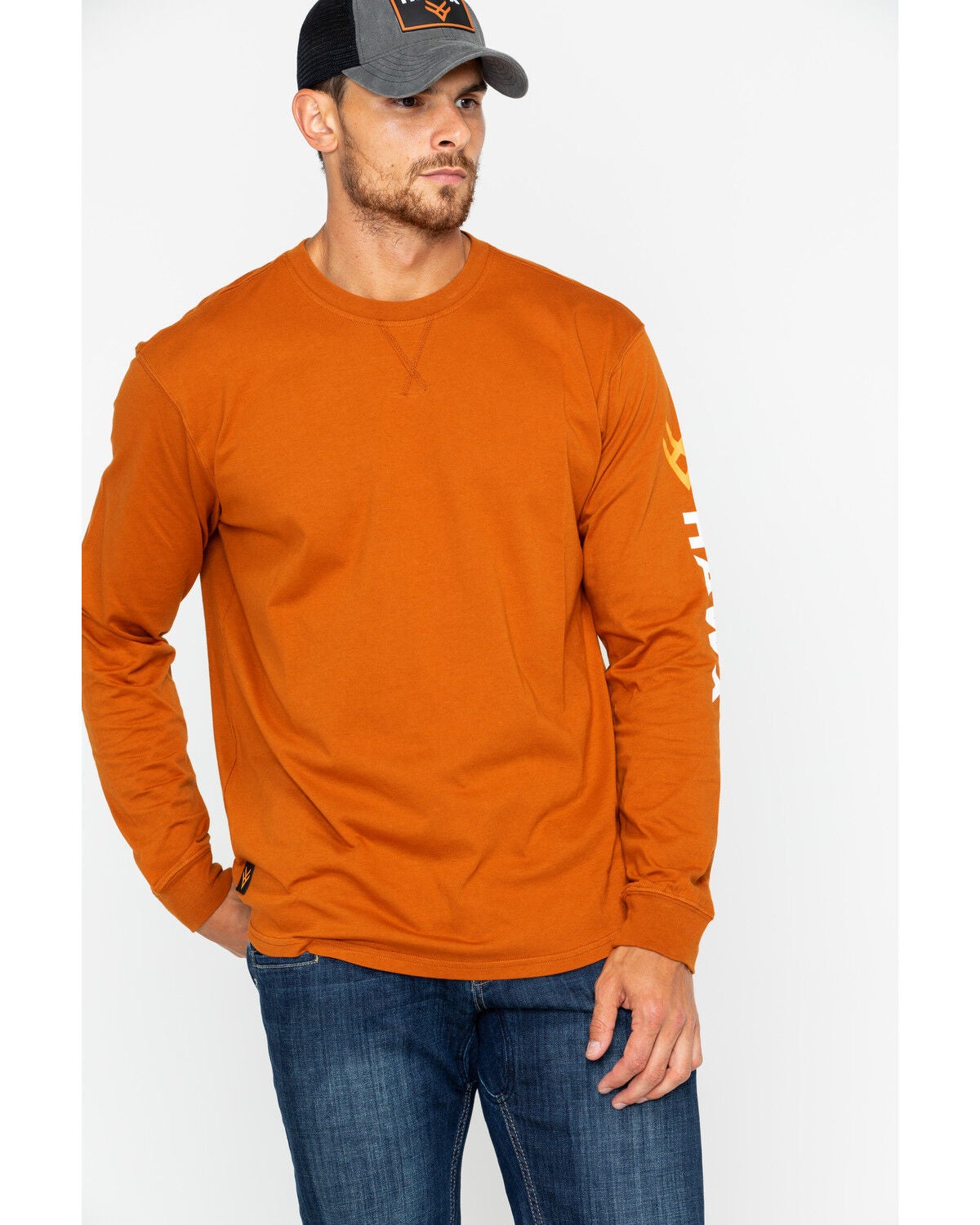 Image #1 - Hawx Men's Logo Crew Long Sleeve Work T-Shirt, , hi-res
