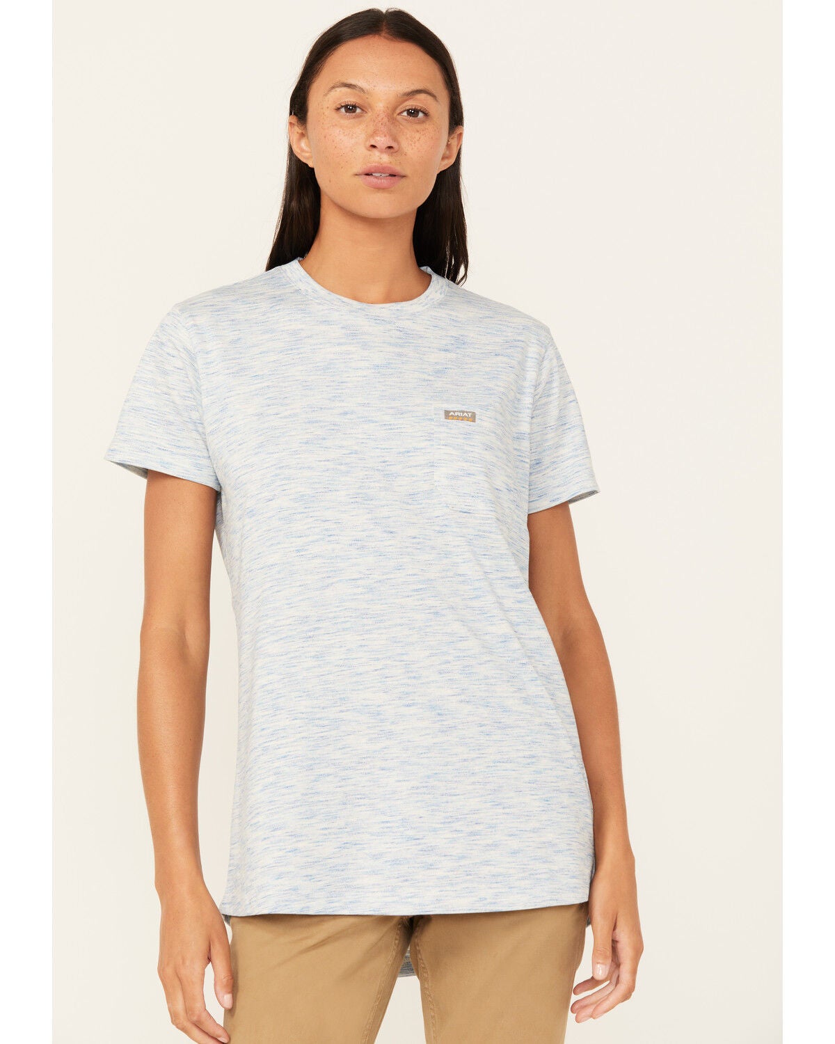 Ariat Women's Rebar Cotton Strong Short Sleeve Work Tee, Blue, hi-res