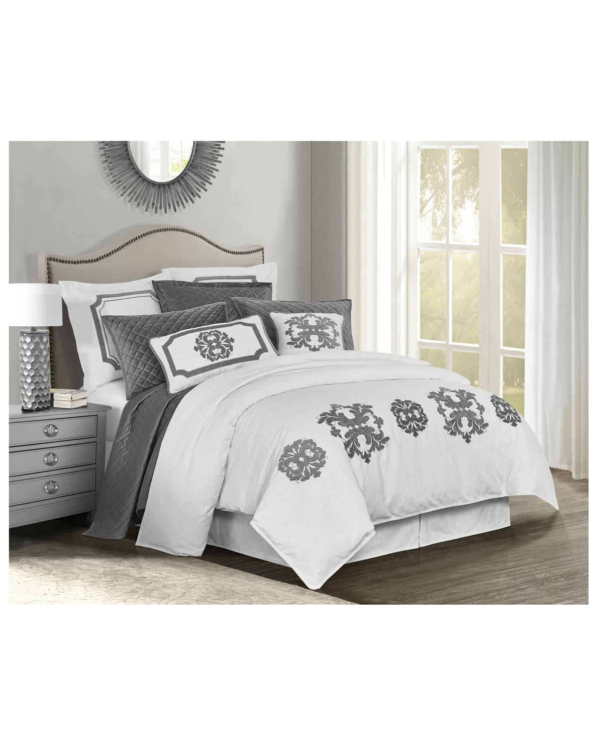 Image #1 - HiEnd Accents Super Queen Madison Linen Duvet, Grey, hi-res