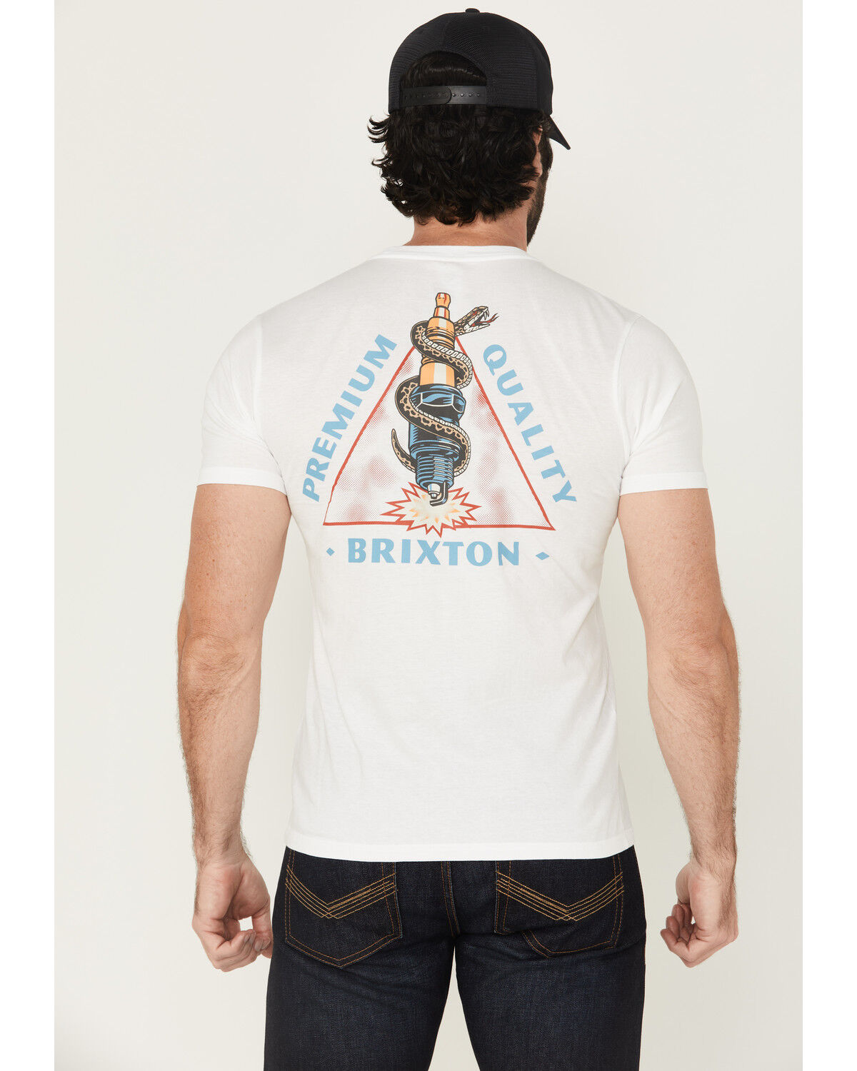 Image #1 - Brixton Men's Sparky Snake Short Sleeve Graphic T-Shirt, White, hi-res