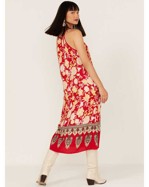 Image #4 - Band of the Free Women's Power of Peace Floral Print Halter Dress, Red, hi-res