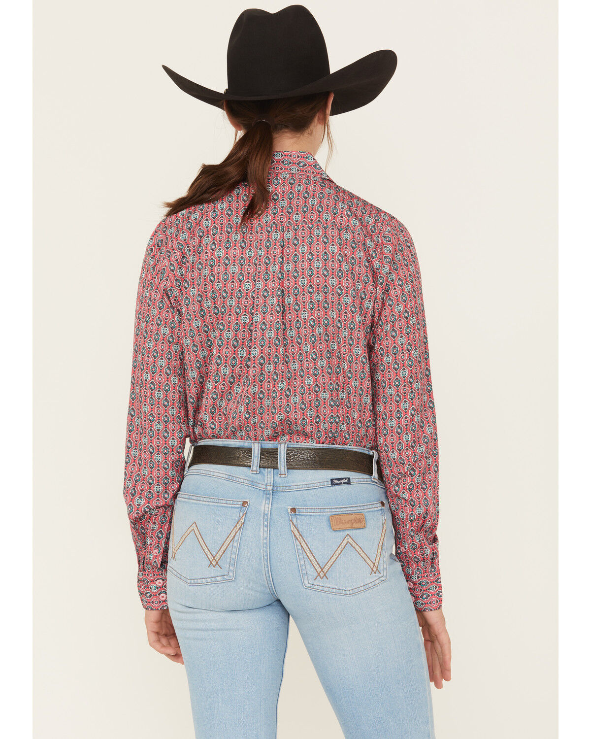 Image #4 - Cinch Women's Geo Print Long Sleeve Button-Down Western Shirt, Pink, hi-res