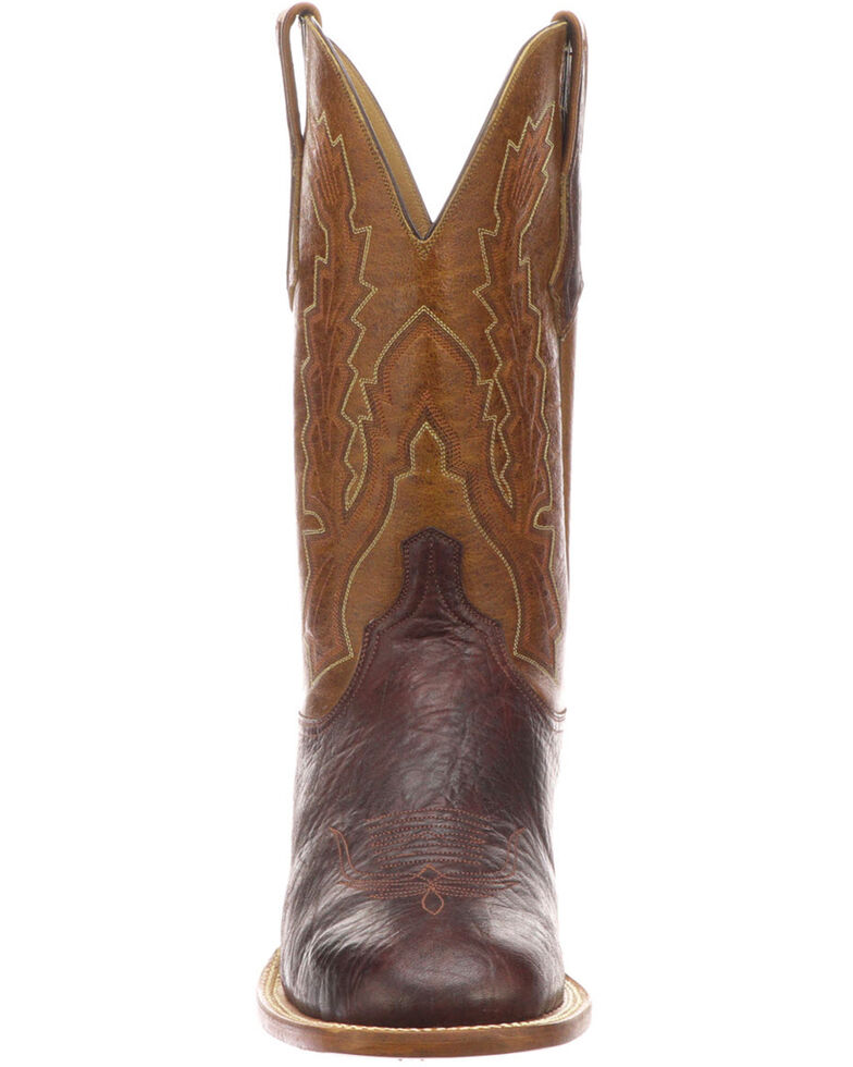 Lucchese Men's Bond Western Boots - Wide Square Toe, Chocolate, hi-res