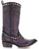 Corral Women's Distressed Zipper & Studs Western Boots - Round Toe, Wine, hi-res