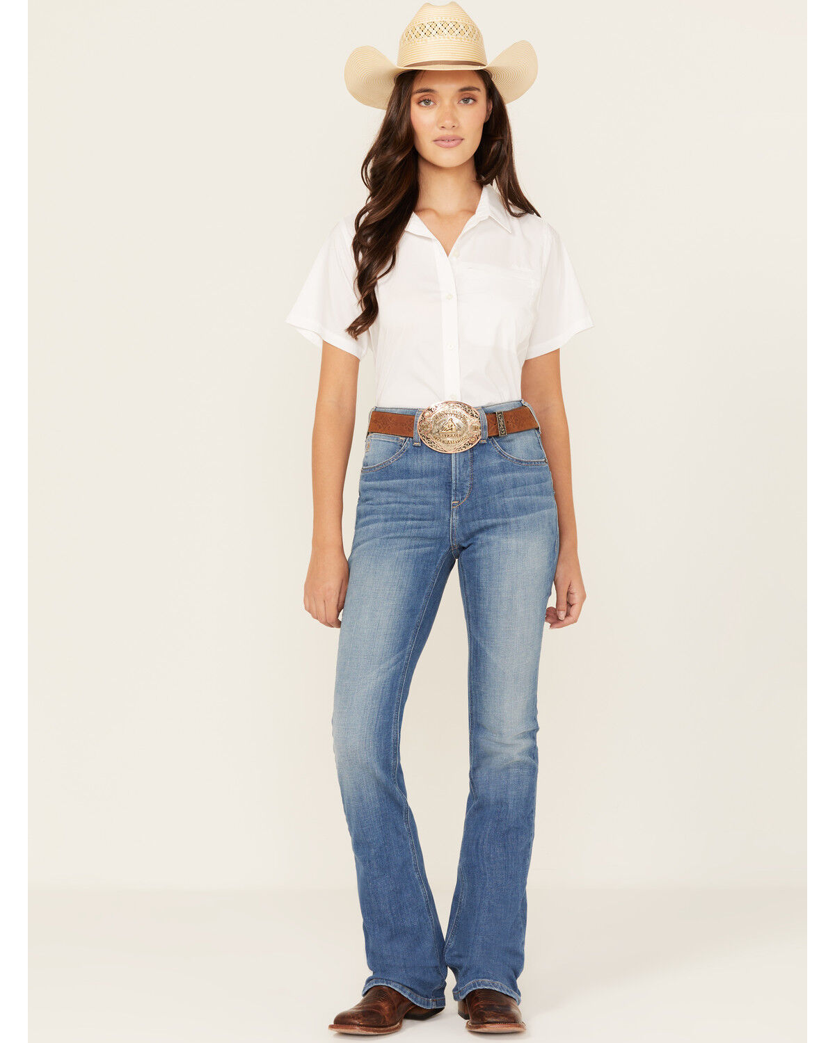 Image #4 - Ariat Women's Cassandra Medium Wash High Rise Bootcut Stretch Denim Jeans, Medium Wash, hi-res