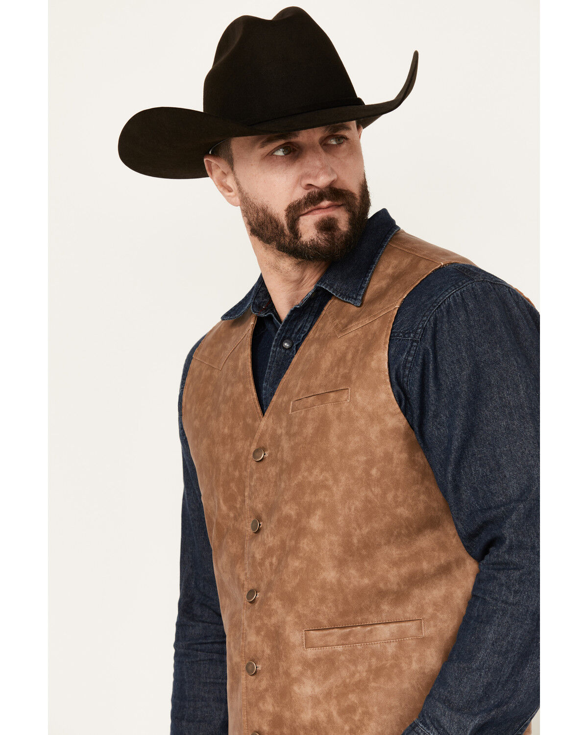 Image #2 - Cody James Men's Hoof Print Faux Leather Vest, Tan, hi-res