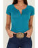 Image #2 - RANK 45® Women's Southwestern Burnout Henley Tee, Teal, hi-res