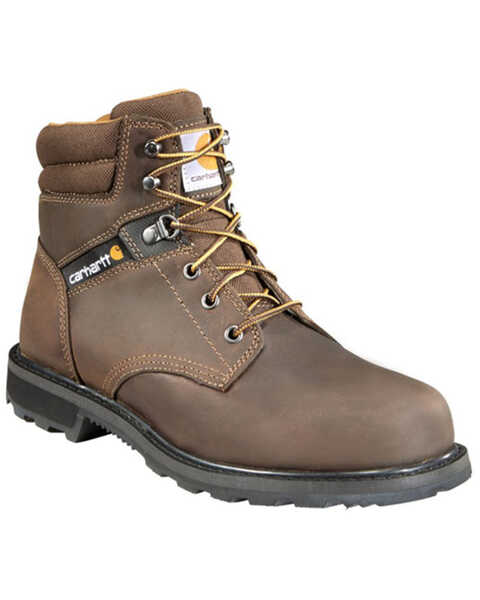 Carhartt Men's 6" Lace-Up Work Boots - Steel Toe, Brown, hi-res