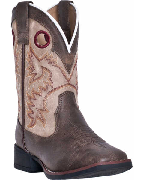 Laredo Boys' Collared Western Boots - Square Toe, Brown, hi-res