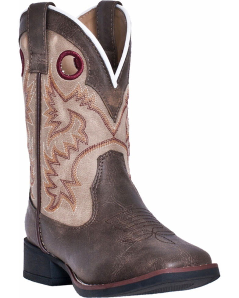 Dan Post Boys' Collared Cowboy Boots - Square Toe, Brown, hi-res