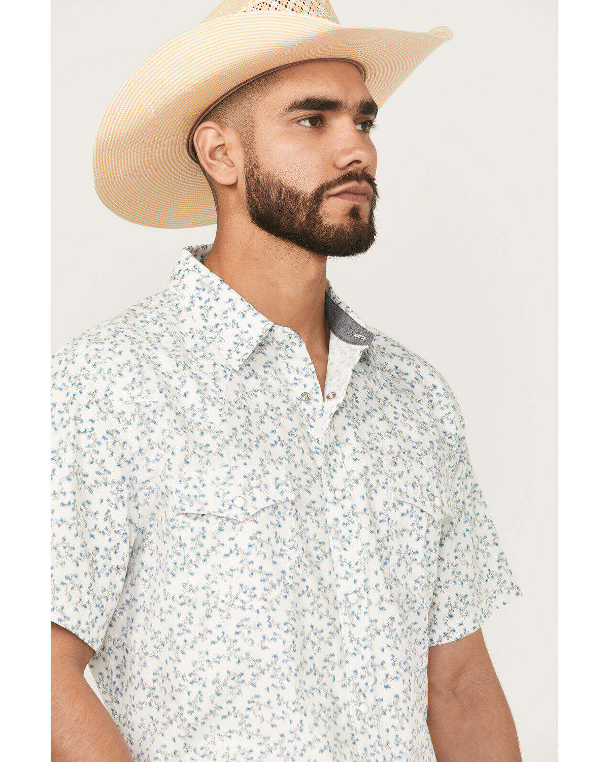 Image #2 - Cody James Rodeo Drive Floral Print Short Sleeve Snap Western Shirt - Big, White, hi-res